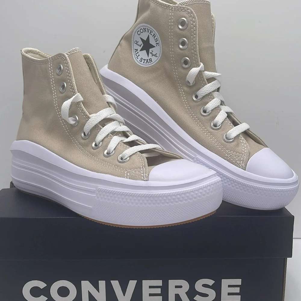 Converse WMNS A04365C CTAS MOVE HI BEACH STONE/WHITE/BEACH STONE Platforms - Picture 4 of 16